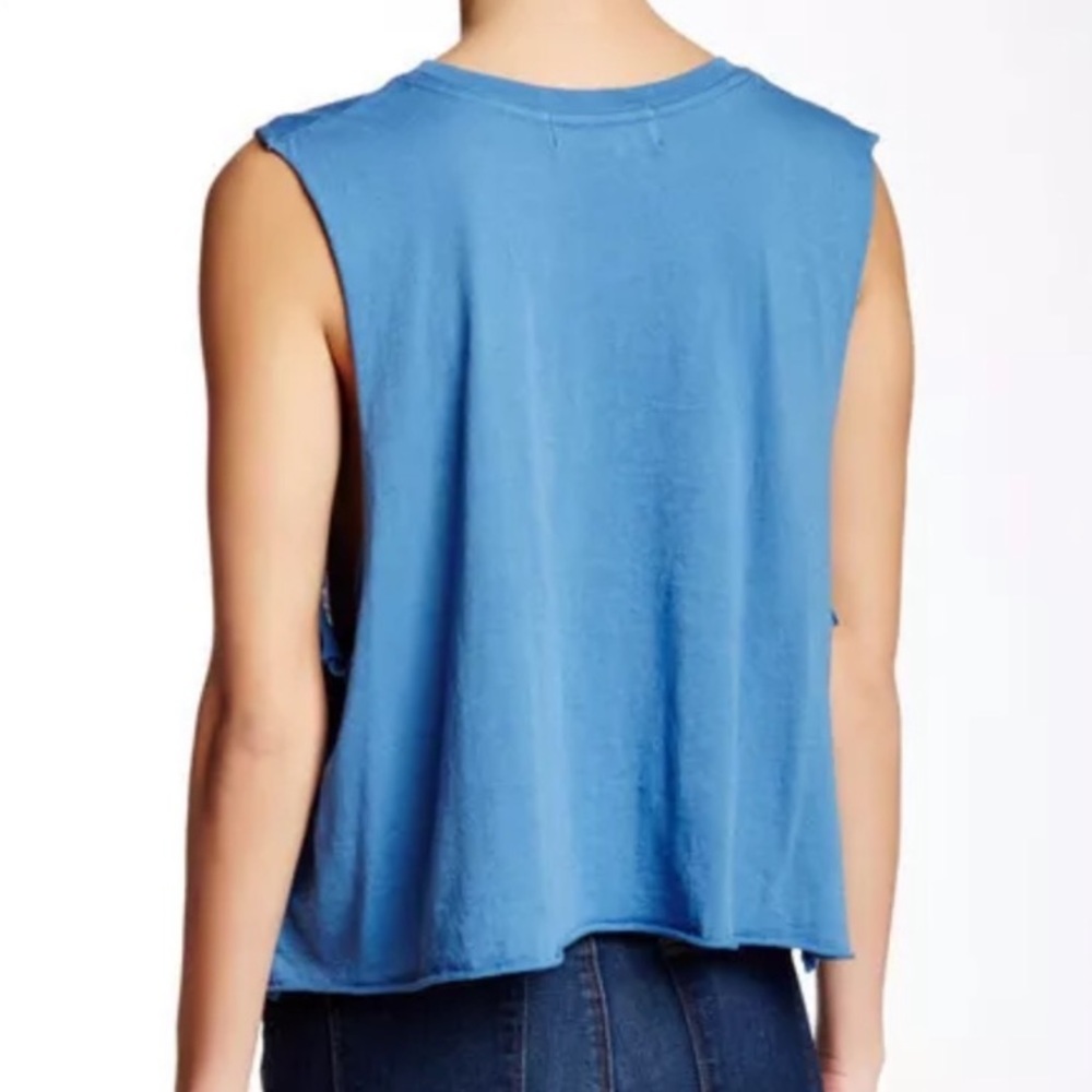 Wildfox Blue Sleeveless ‘Ello Oversized Crop Top - Picture 3 of 4